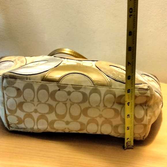 Coach Carly F16180 pieced Patchwork Metallic Signature Leather Tote - Picture 6 of 13